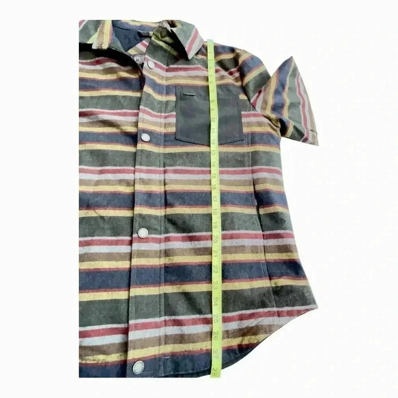 Men’s Pendleton Full Zip Botton Snap Striped Blanket Jacket Green/Brown Size M - Picture 4 of 15